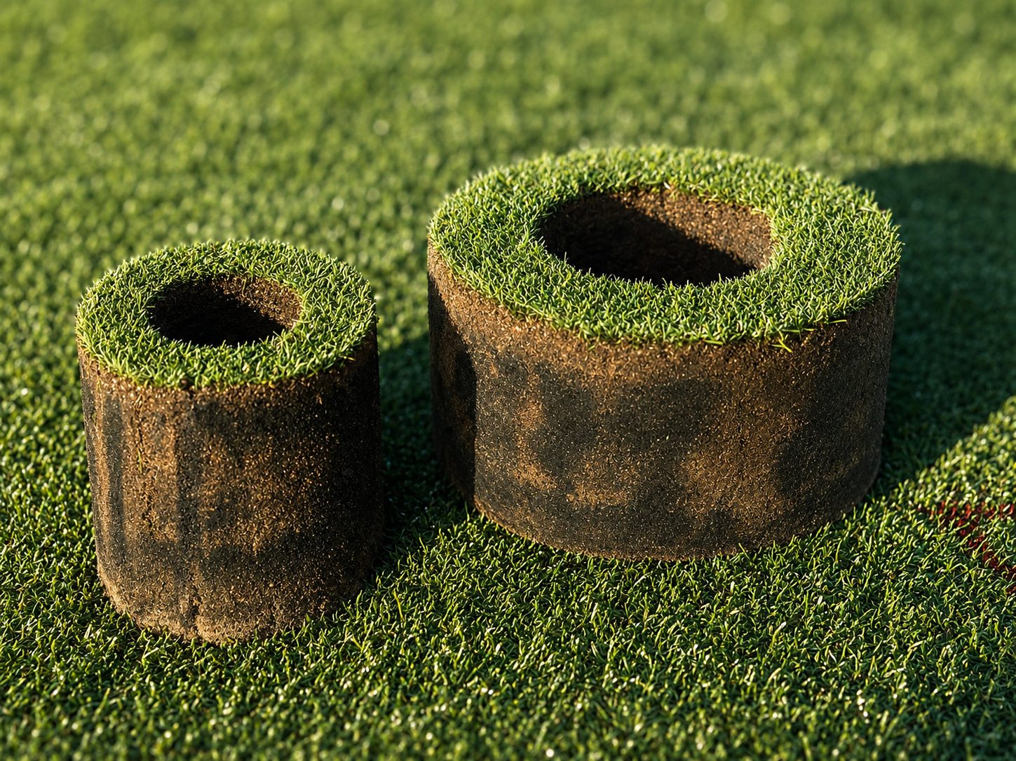 Turf core plugs showing black layer